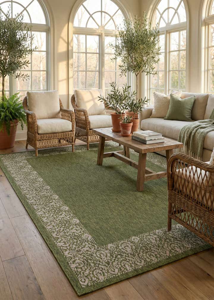 10' x 14' Easy-Clean Border Indoor / Outdoor Rug