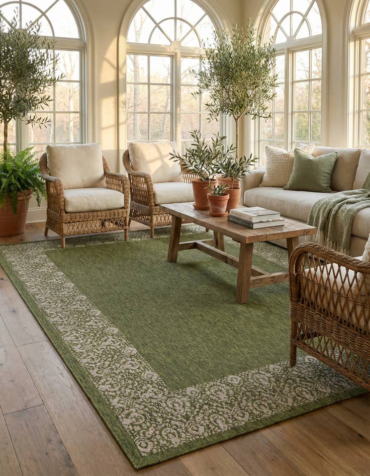 Detail image of 10' x 14'  Washable Border Indoor / Outdoor Rug