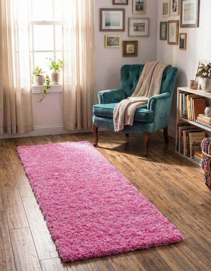 Detail image of  2' x 6' 5 Solid Shag Runner Rug