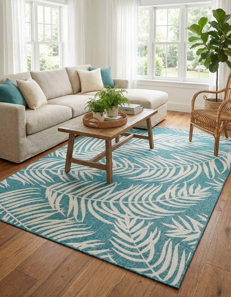 Detail image of 7' 10 x 10' Washable Botanical Indoor / Outdoor Rug