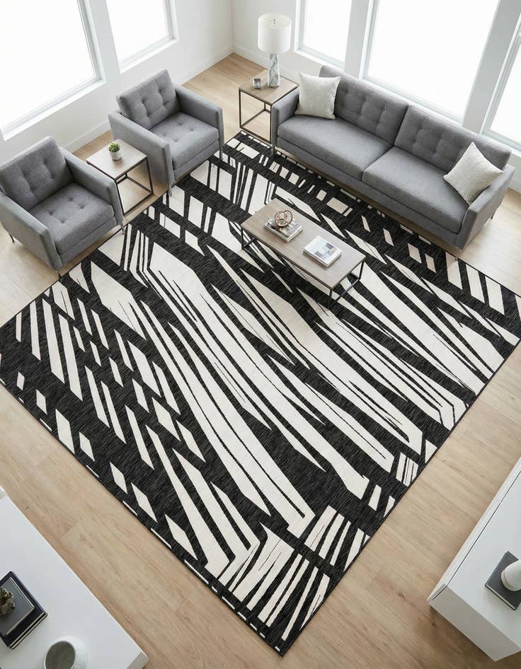 Detail image of 10' x 10'  Washable Modern Indoor / Outdoor Square Rug