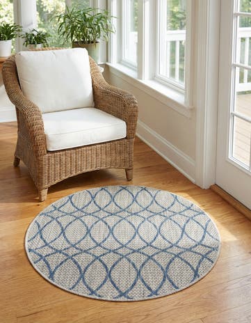 3' x 3' Easy-Clean Lattice Indoor / Outdoor Round Rug