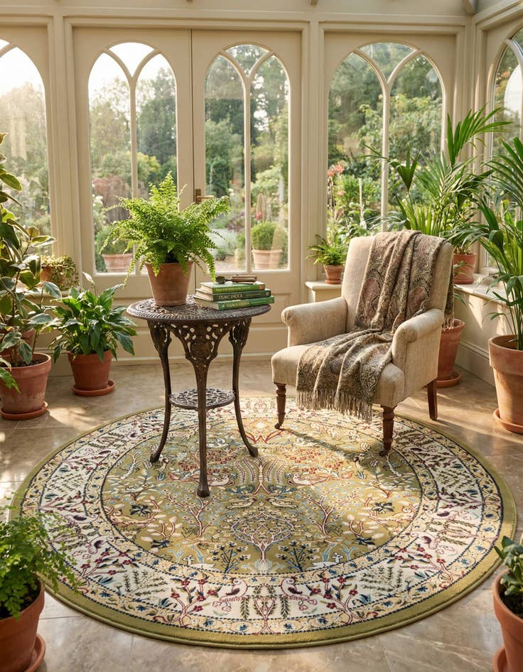 Detail image of 5' 3 x 5' 3 Nain Design Round Rug