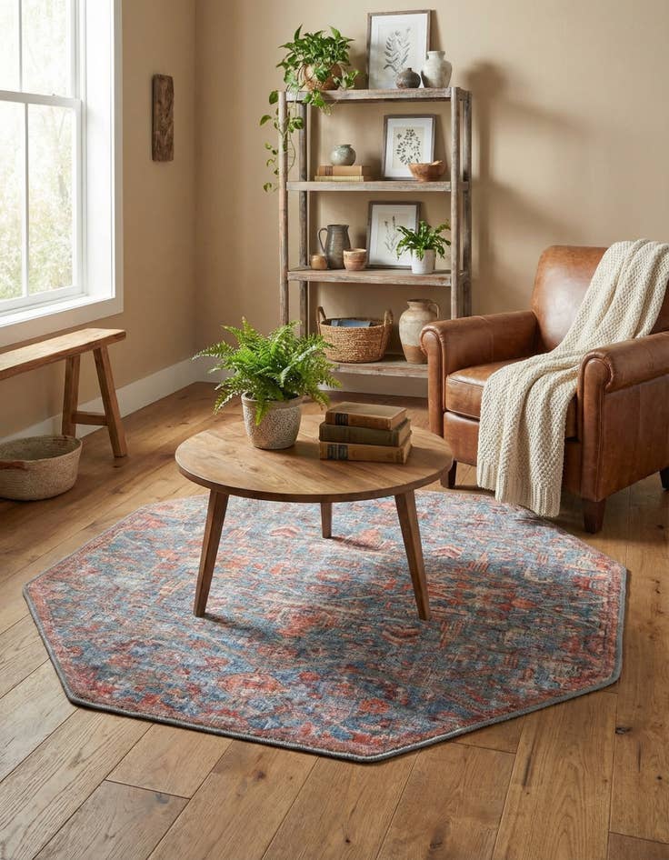 Detail image of 5' 3 x 5' 3 Washable Nostalgia Octagon Rug