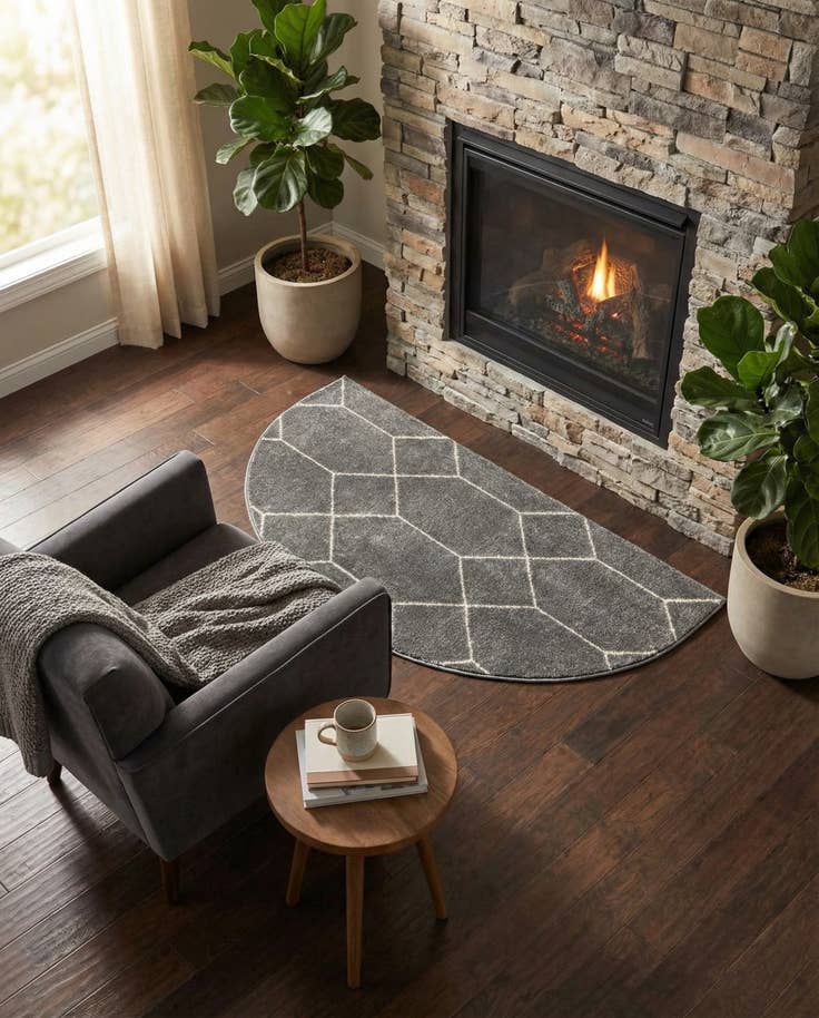 Detail image of 3' x 6' Lattice Frieze Hearth Rug