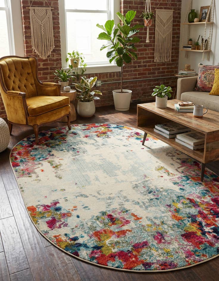Detail image of 5' x 8'  Washable Spectrum Oval Rug