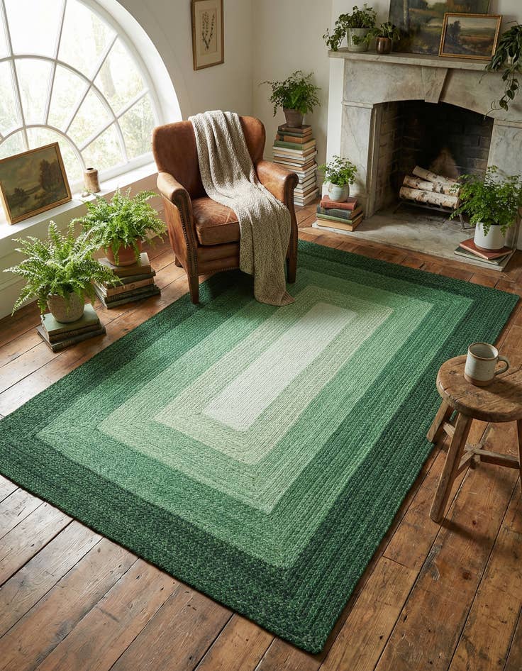 Detail image of 5' 1 x 8' Handmade Hand Braided Wool Rug