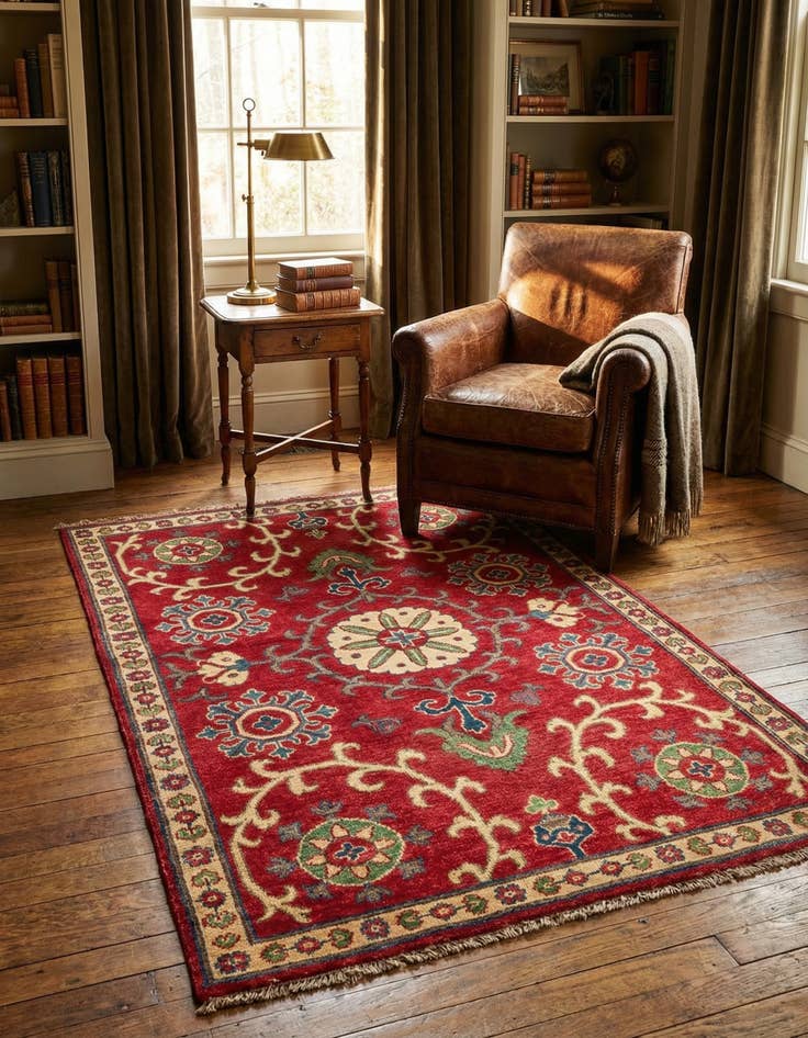 Detail image of 3' 4 x 5' 2 Hand Knotted Kazak Rug