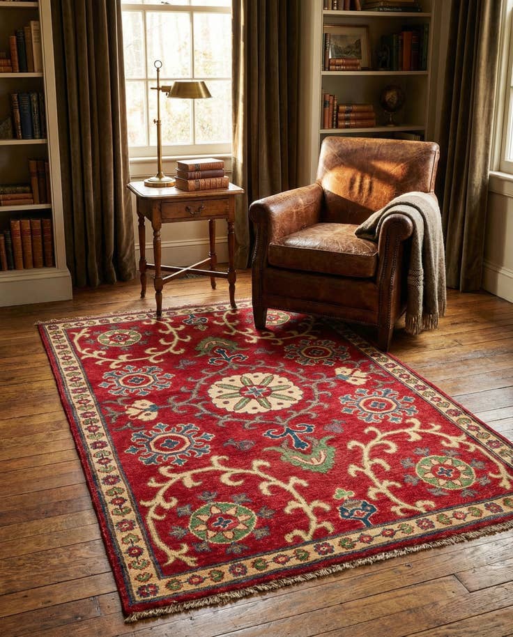 Detail image of 3' 4 x 5' 2 Hand Knotted Kazak Rug