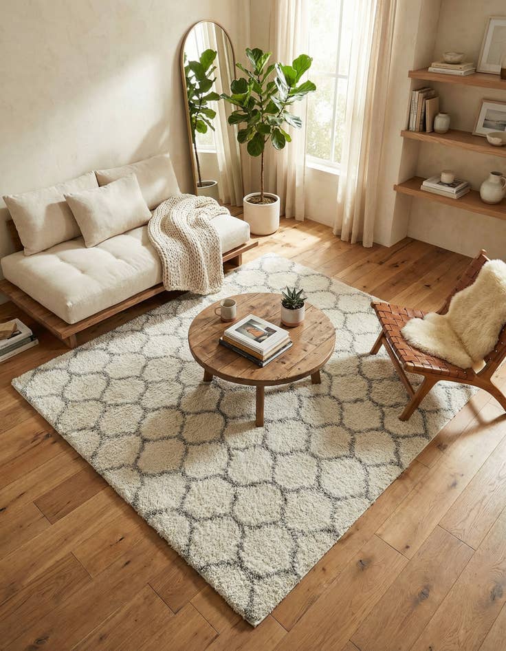 Detail image of 7' 10 x 7' 10 Lattice Shag Square Rug