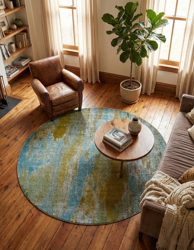 Detail image of 8' x 8'  Washable Barcelona Round Rug