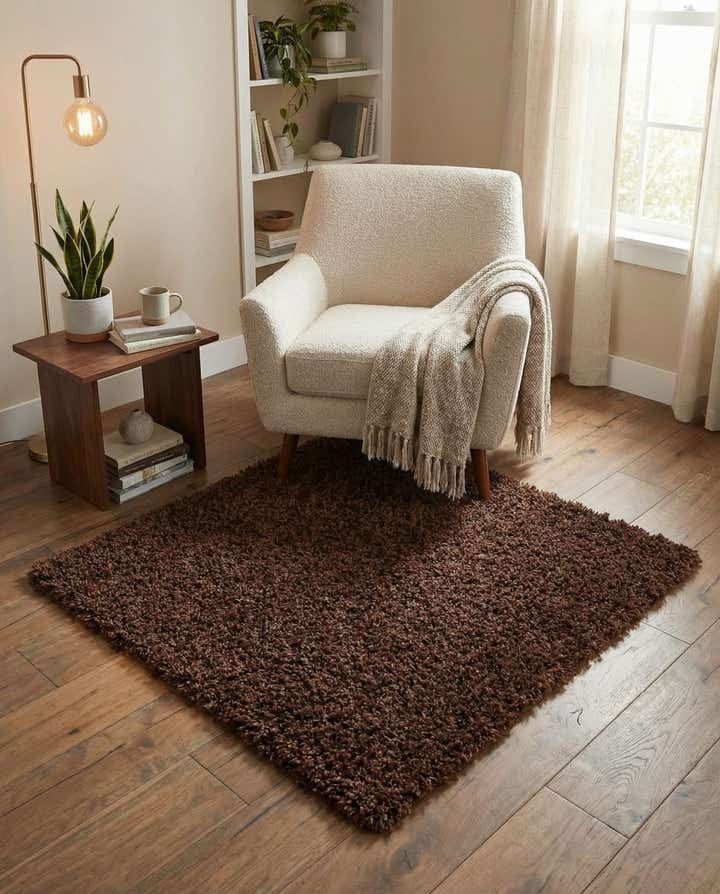 3' x 3' Solid Shag Square Rug
