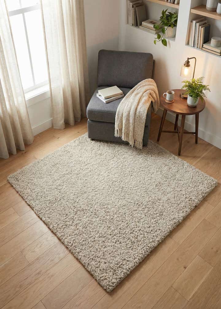 4' x 4' Soft Solid Shag Square Rug