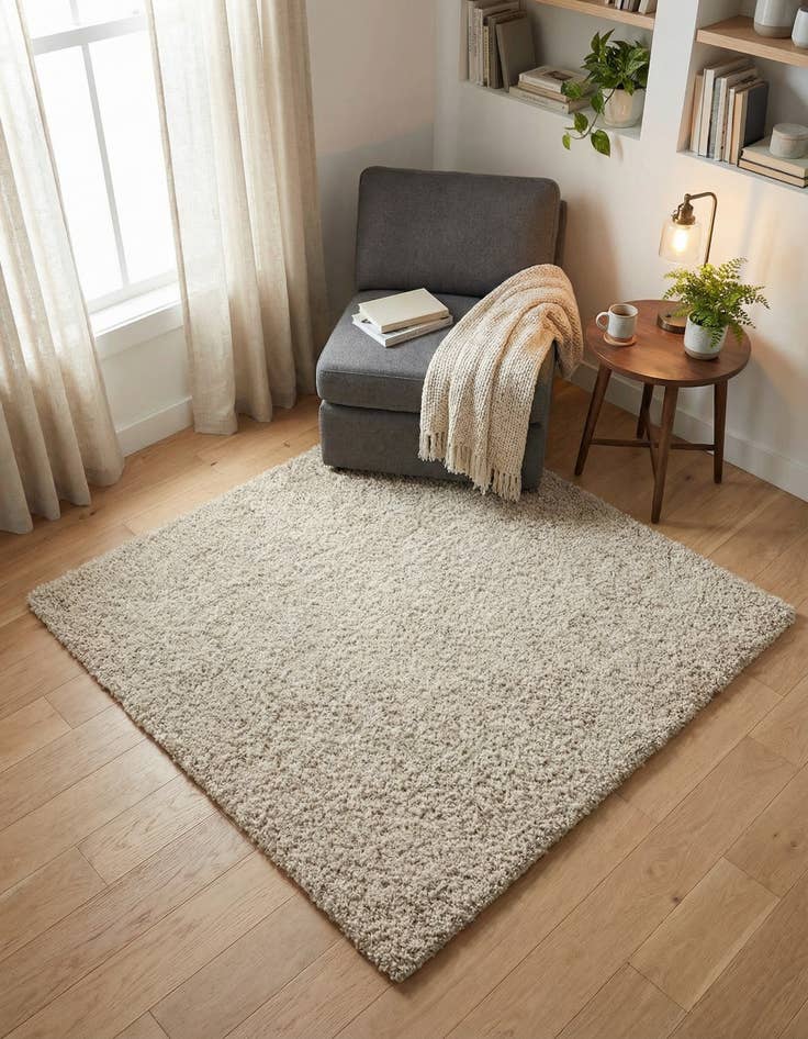 Detail image of 4' x 4' Soft Solid Shag Square Rug