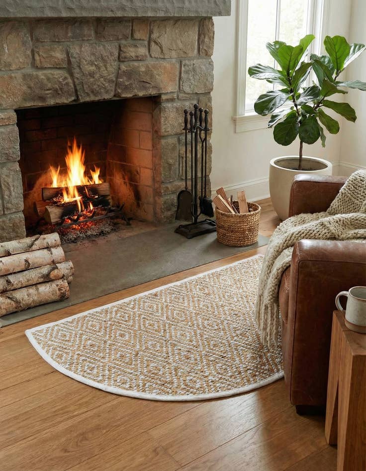 Detail image of 2' 7 x 4'  Hand Woven Braided Jute Hearth Rug