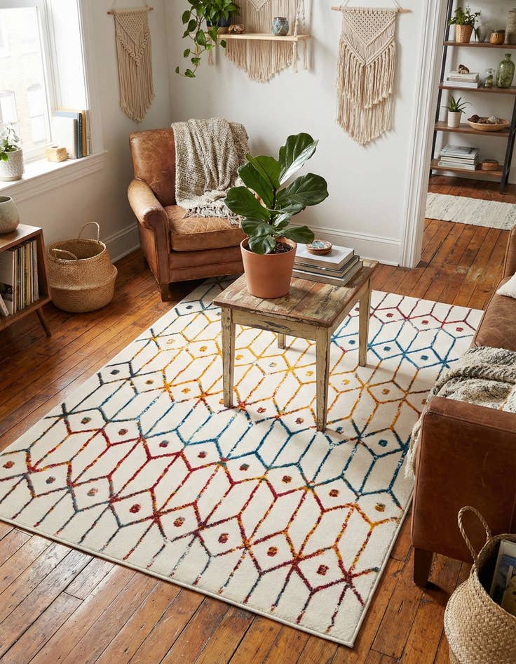 Detail image of  3' 3 x 5' 3 Lattice Trellis Rug