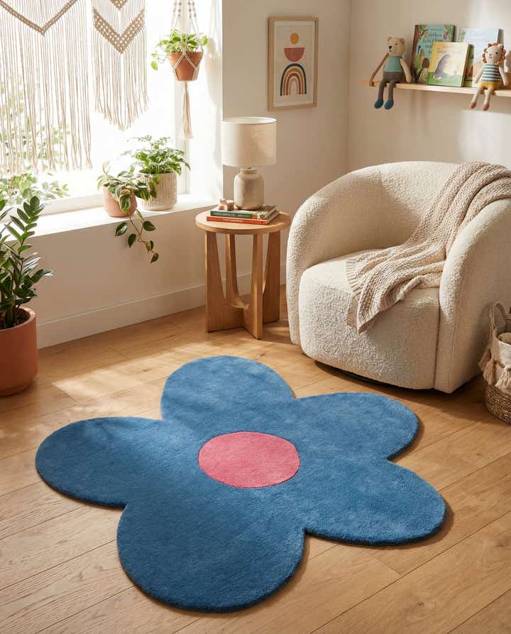 5' 1 x 5' 1 Happy Rugs Funky Flower Wool Round