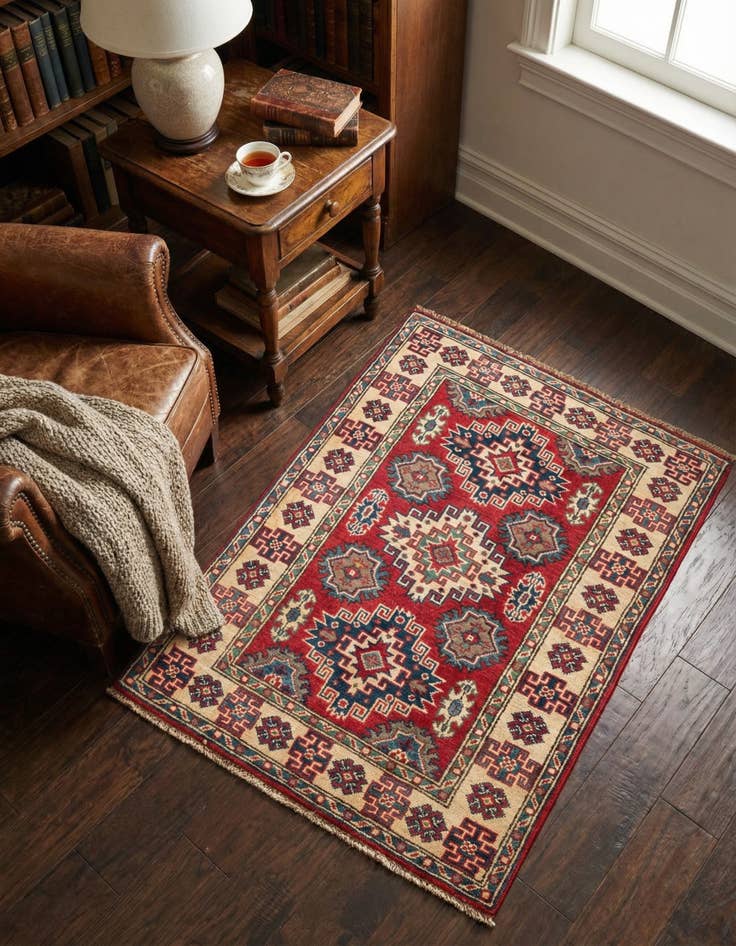 Detail image of 2' 8 x 4' Hand Knotted Kazak Rug