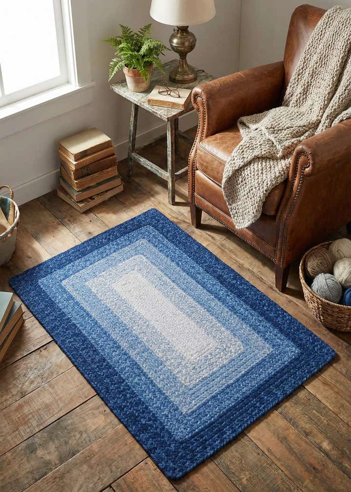 2' x 3' 1 Handmade Hand Braided Wool Rug