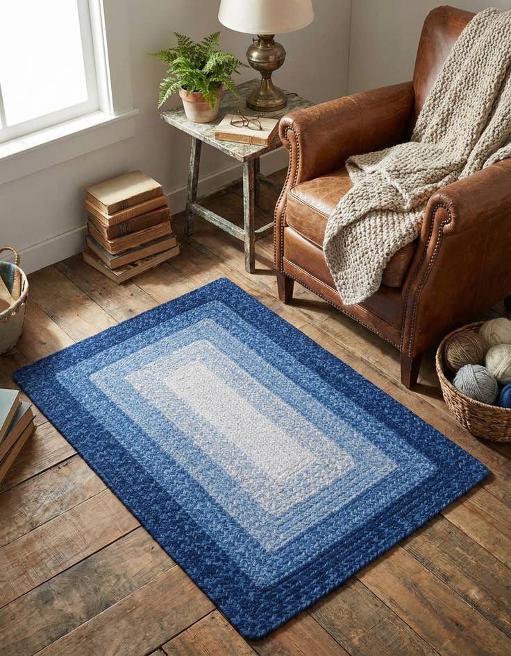 Detail image of 2' x 3' 1 Handmade Hand Braided Wool Rug