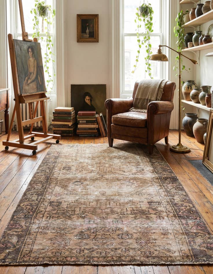 Detail image of 3' 9 x 6' 1 Hand Knotted Ultra Vintage Persian Wool Rug