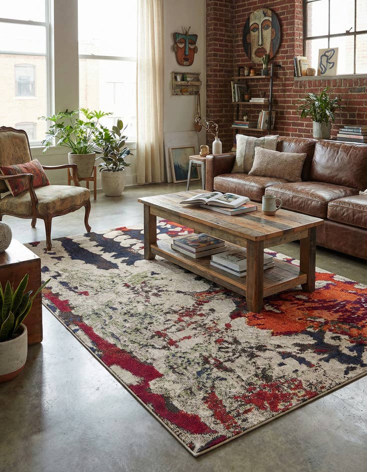 Detail image of 5' 3 x 8'  Washable Haerfest Rug