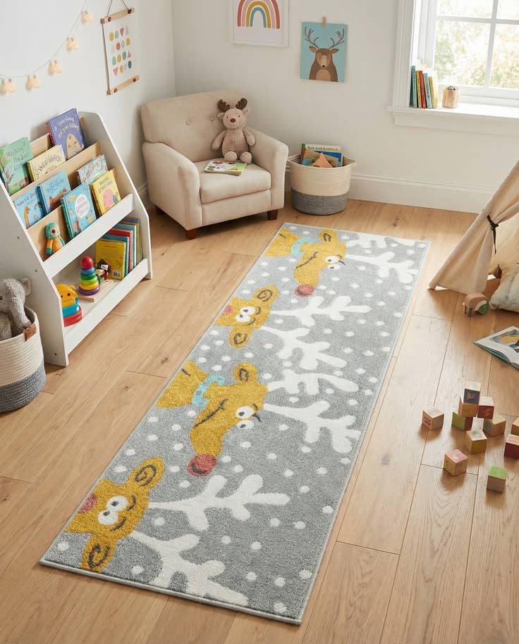 Detailansicht von 65cm x 185cm Reindeer Whimsy Kids Läufer Teppich