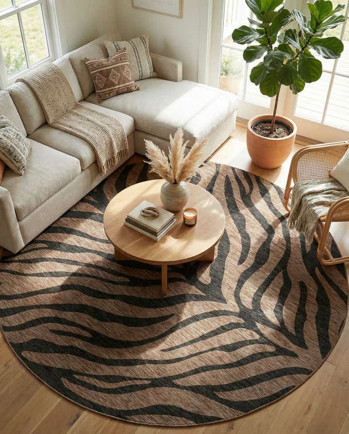 10' x 10' Easy-Clean Safari Indoor / Outdoor Round Rug