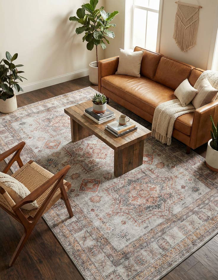 Detail image of 5' 1 x 8' Washable Timeless Rug