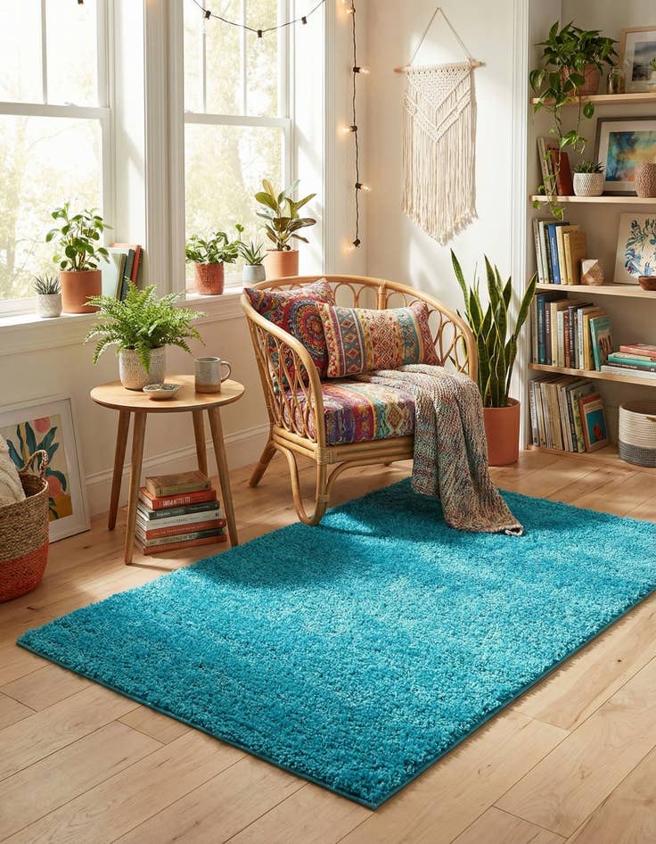 Detail image of 3' 3 x 5' 3 Solid Frieze Rug