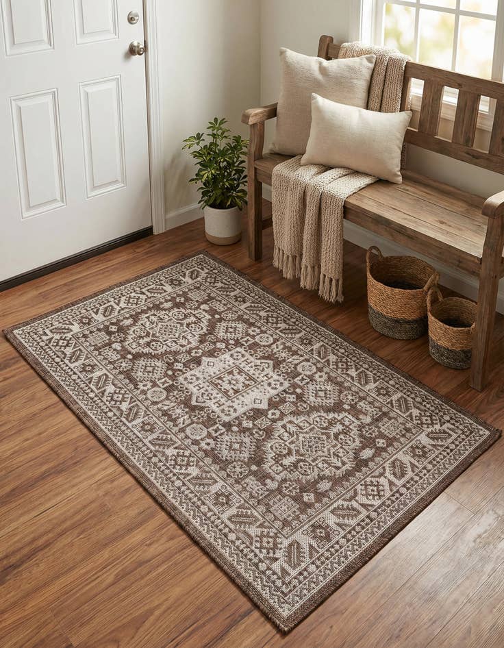 Detail image of 3' x 5' 3  Washable Aztec Indoor / Outdoor Rug