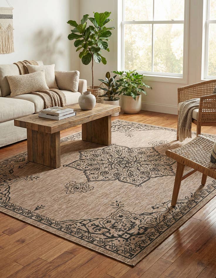 Detail image of 7' 10 x 10' Washable Traditional Indoor / Outdoor Rug