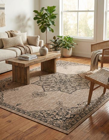 7' 10 x 10' Easy-Clean Traditional Indoor / Outdoor Rug