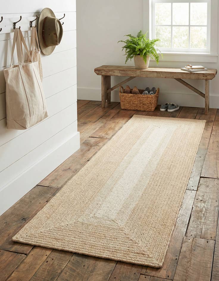 Detail image of 2' x 6' 1 Handmade Hand Braided Wool Runner Rug