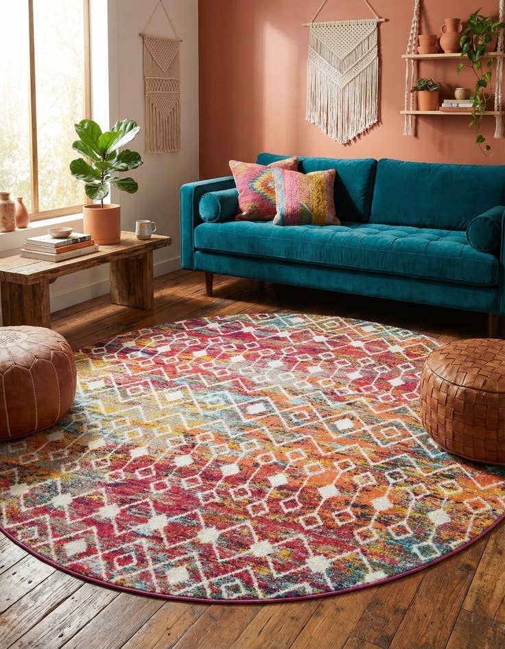 Detail image of  7' 10 x 7' 10 Moroccan Trellis Round Rug