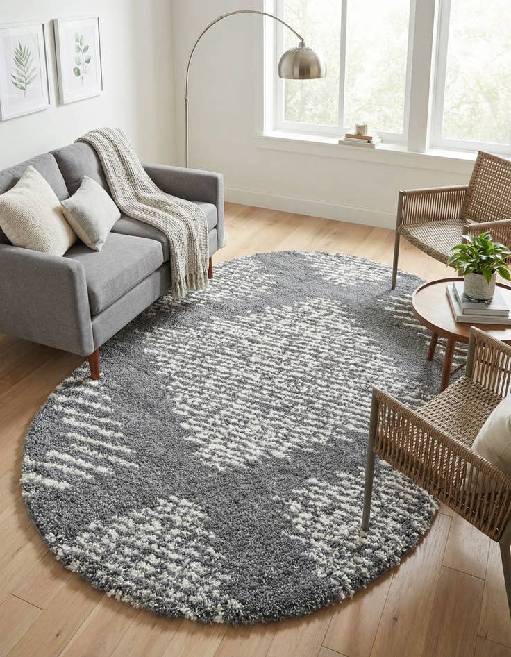 Detail image of 5' 3 x 8' Serenity Shag Oval Rug