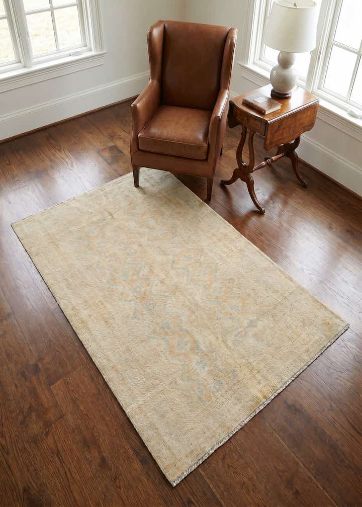 3' 10 x 6' 1 Hand Knotted Oushak Wool Rug