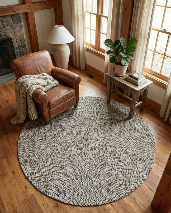 7' 10 x 7' 10 Handmade Tweed Braided Jute Round Rug