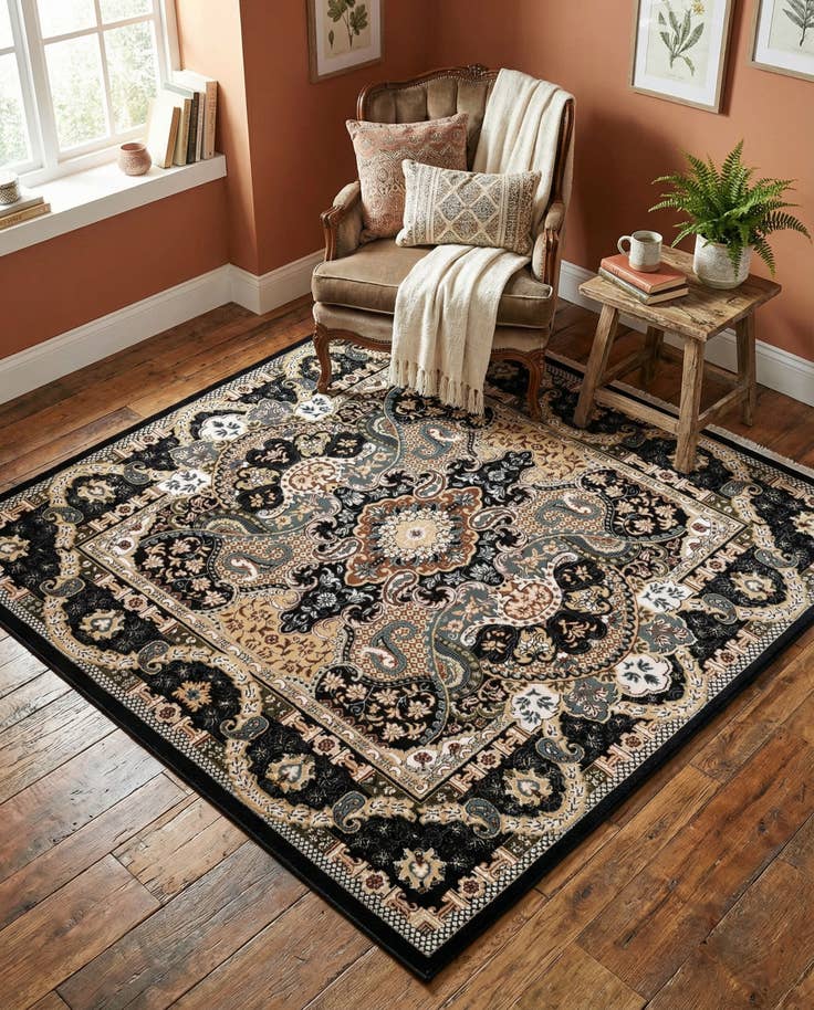 Detail image of 6' 1 x 6' 1 Nain Design Square Rug