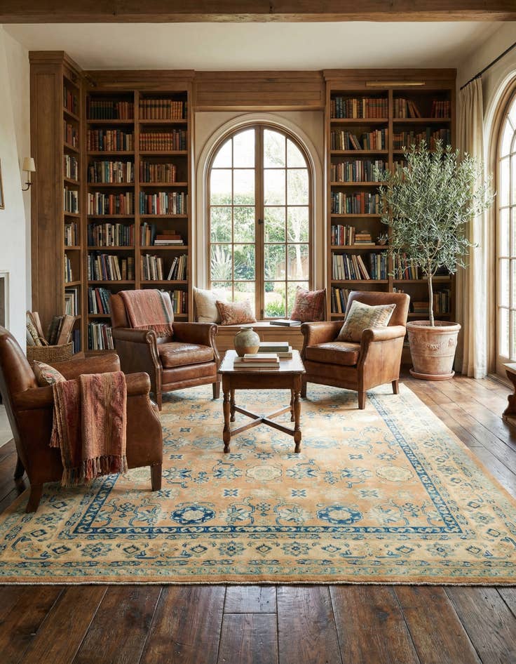 Detail image of 8' 2 x 9' 9 Hand Knotted Oushak Wool Rug