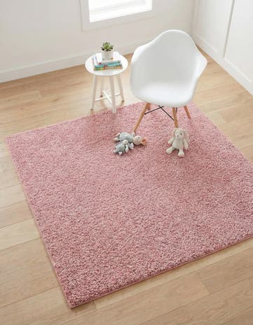 Dusty Rose Zermatt Shag Square Rug