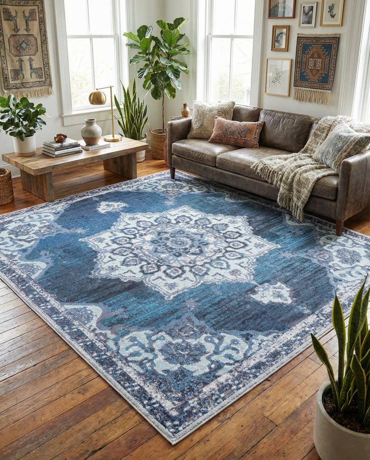 Detail image of 10' 6 x 10' 6 Washable Francesca Square Rug