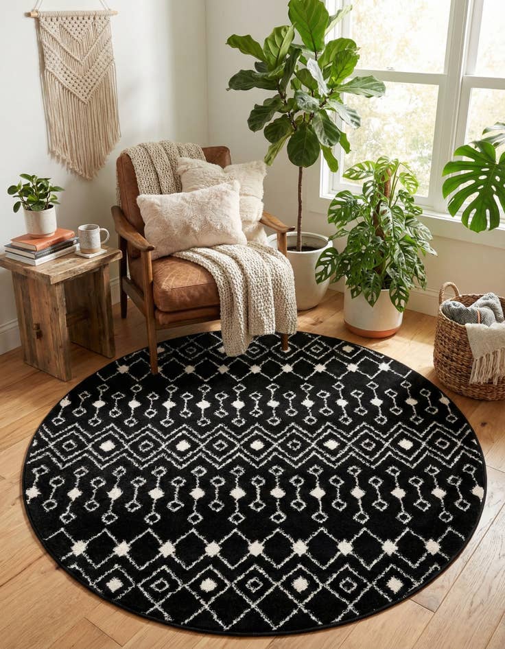 Detail image of 5' 3 x 5' 3 Moroccan Trellis Round Rug