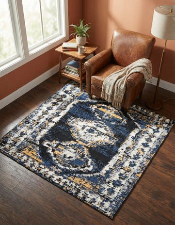 Blue Tagine Square Rug