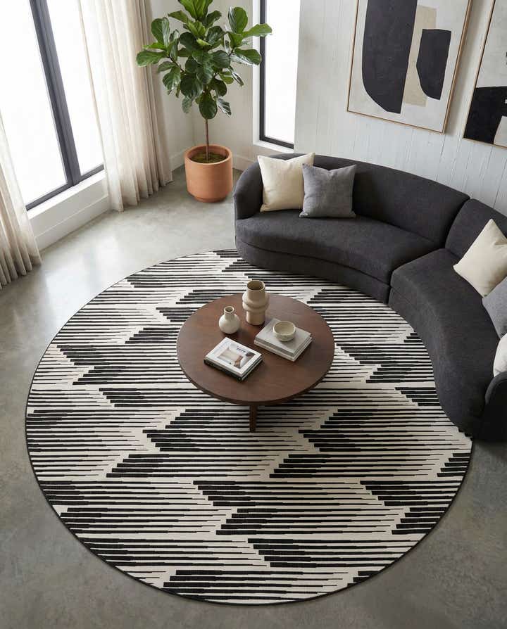13' x 13' Easy-Clean Modern Indoor / Outdoor Round Rug