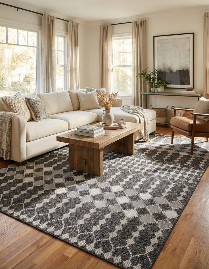 Detail image of 9' x 12' Washable Lattice Indoor / Outdoor Rug