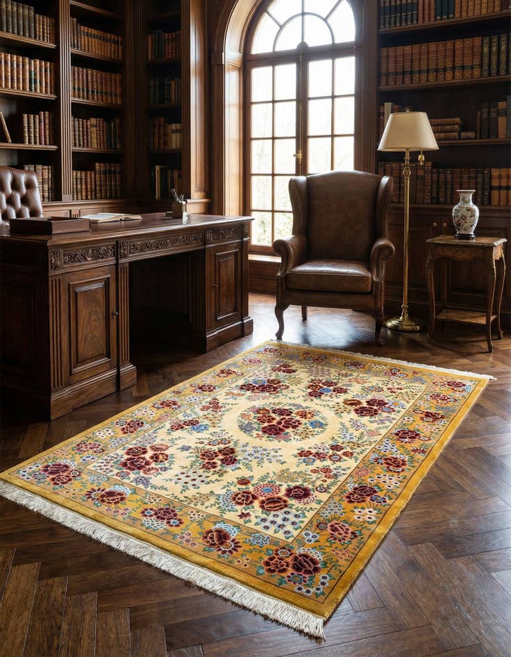 Detail image of 3' 3 x 5' 2 Ghom Silk Rug