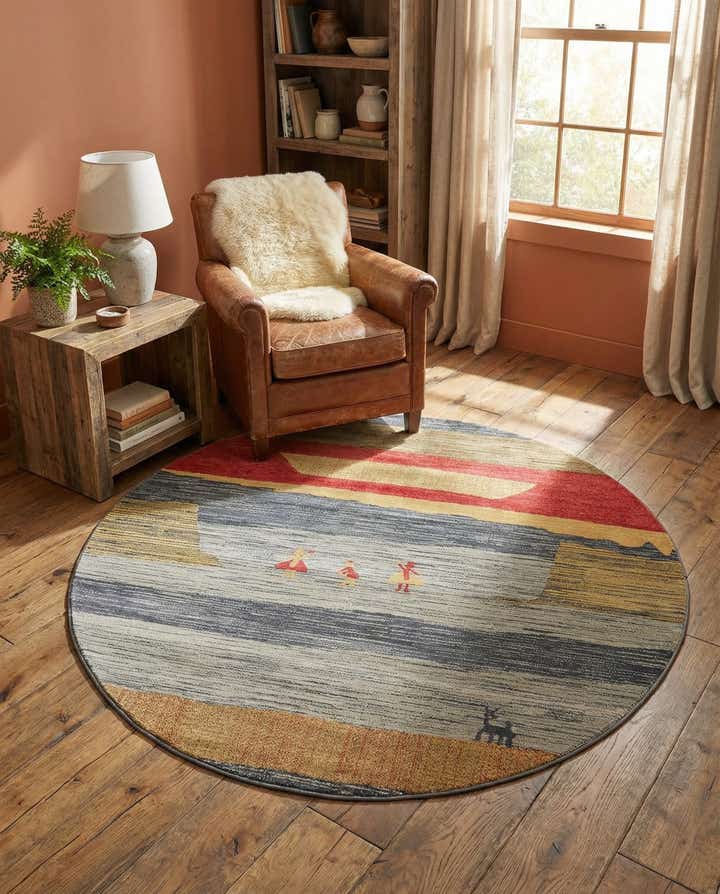 6' x 6' Kashkuli Gabbeh Round Rug