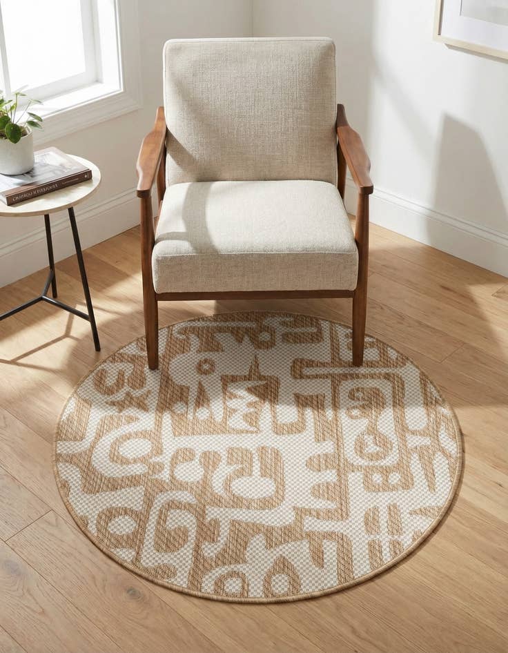 Detail image of 3' x 3'  Washable Modern Indoor / Outdoor Round Rug