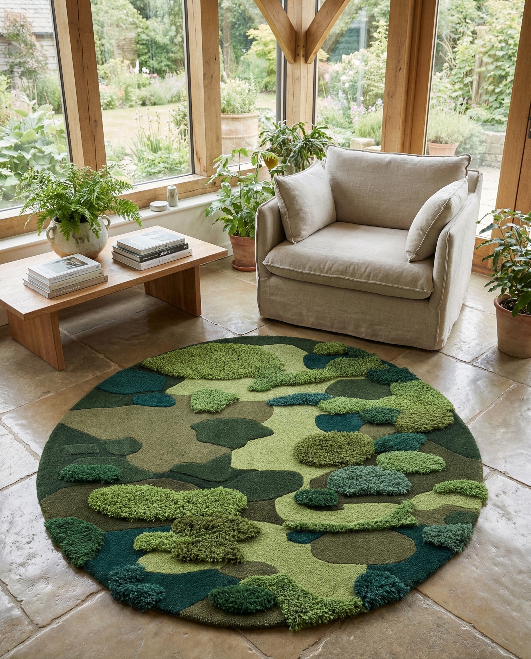 5' 1 x 5' 1 Moss Garden Round Rug
